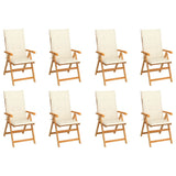 NNEVL Reclining Garden Chairs with Cushions 8 pcs Solid Teak Wood