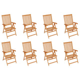 NNEVL Reclining Garden Chairs with Cushions 8 pcs Solid Teak Wood