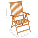 NNEVL Reclining Garden Chairs with Cushions 8 pcs Solid Teak Wood