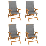 NNEVL Reclining Garden Chairs with Cushions 4 pcs Solid Teak Wood