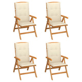 NNEVL Reclining Garden Chairs with Cushions 4 pcs Solid Teak Wood