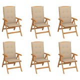 NNEVL Reclining Garden Chairs with Cushions 6 pcs Solid Teak Wood