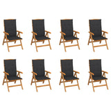 NNEVL Reclining Garden Chairs with Cushions 8 pcs Solid Teak Wood