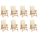 NNEVL Reclining Garden Chairs with Cushions 8 pcs Solid Teak Wood