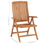 NNEVL Reclining Garden Chairs with Cushions 8 pcs Solid Teak Wood