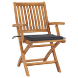 NNEVL Folding Garden Chairs with Cushions 4 pcs Solid Teak Wood