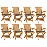NNEVL Garden Chairs with Anthracite Cushions 8 pcs Solid Teak Wood
