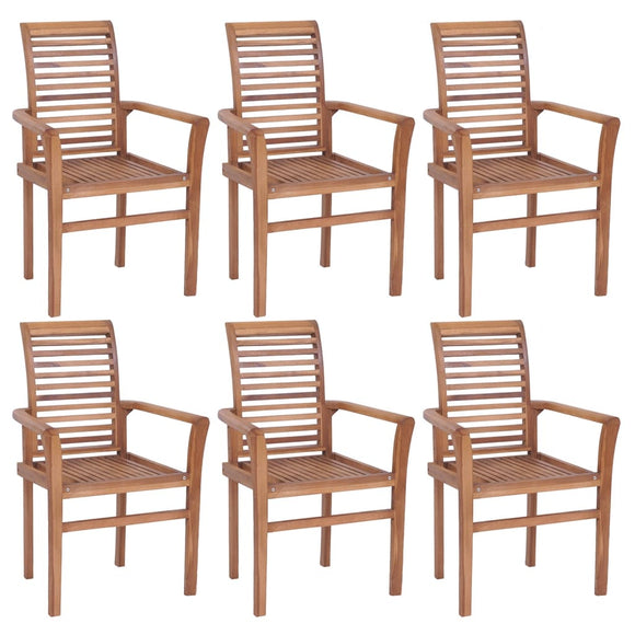 NNEVL Stacking Dining Chairs 6 pcs Solid Teak Wood
