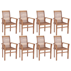 NNEVL Stacking Dining Chairs 8 pcs Solid Teak Wood