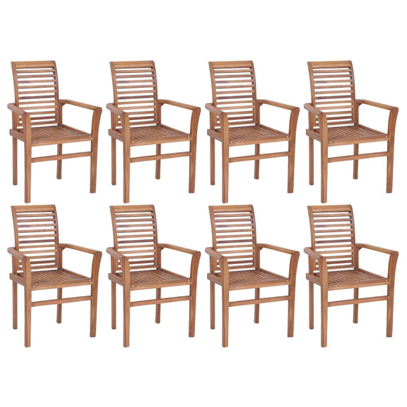 NNEVL Stacking Dining Chairs 8 pcs Solid Teak Wood
