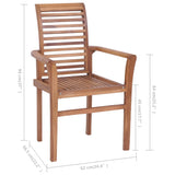 NNEVL Dining Chairs 8 pcs with Cream Cushions Solid Teak Wood