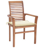 NNEVL Dining Chairs 8 pcs with Cream Cushions Solid Teak Wood