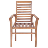 NNEVL Dining Chairs 8 pcs with Blue Cushions Solid Teak Wood