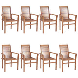 NNEVL Dining Chairs 8 pcs with Cream White Cushions Solid Teak Wood