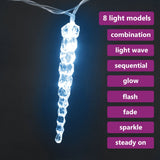 NNEVL Christmas Icicle Lights 40pcs Cold White Acrylic Remote Control