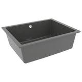 NNEVL Kitchen Sink with Overflow Hole Grey Granite