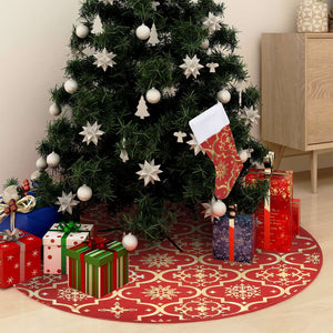NNEVL Luxury Christmas Tree Skirt with Sock Red 122 cm Fabric