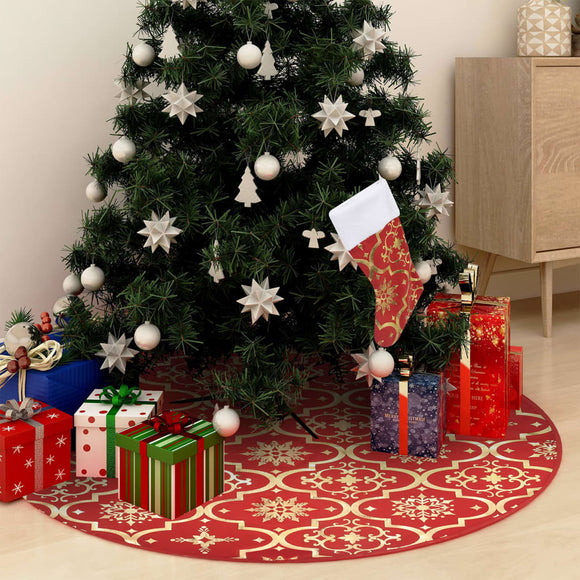 NNEVL Luxury Christmas Tree Skirt with Sock Red 122 cm Fabric