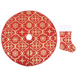 NNEVL Luxury Christmas Tree Skirt with Sock Red 150 cm Fabric