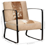 NNEVL Lounge Chair Cream Genuine Goatskin and Canvas