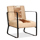 NNEVL Lounge Chair Cream Genuine Goatskin and Canvas