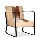 NNEVL Lounge Chair Cream Genuine Goatskin and Canvas