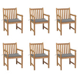 NNEVL Garden Chairs 6 pcs with Grey Cushions Solid Teak Wood