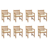 NNEVL Garden Chairs 8 pcs with Cream Cushions Solid Teak Wood