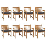 NNEVL Garden Chairs 8 pcs with Anthracite Cushions Solid Teak Wood