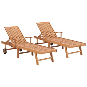 NNEVL Sun Loungers 2 pcs Solid Teak Wood