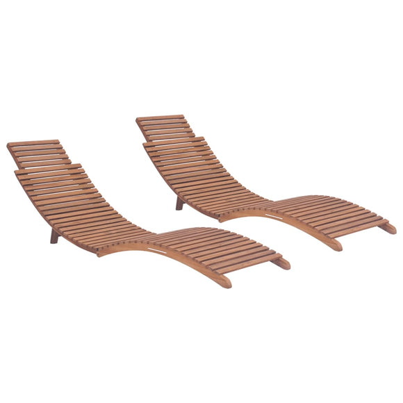 NNEVL Folding Sun Loungers 2 pcs Solid Teak Wood