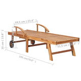 NNEVL Sun Loungers 2 pcs with Table and Cushion Solid Teak Wood