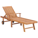 NNEVL Sun Loungers 2 pcs with Beige Cushion Solid Teak Wood