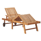 NNEVL Sun Loungers 2 pcs with Blue Cushion Solid Teak Wood