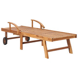 NNEVL Sun Loungers 2 pcs with Blue Cushion Solid Teak Wood