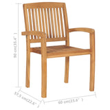 NNEVL Stacking Garden Chairs with Cushions 4 pcs Solid Teak Wood