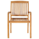 NNEVL Stacking Garden Chairs with Cushions 4 pcs Solid Teak Wood