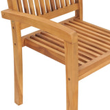 NNEVL Stacking Garden Chairs with Cushions 4 pcs Solid Teak Wood