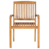 NNEVL Stacking Garden Chairs with Cushions 8 pcs Solid Teak Wood