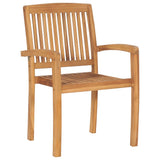 NNEVL Stacking Garden Chairs with Cushions 8 pcs Solid Teak Wood