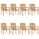 NNEVL Stacking Garden Chairs with Cushions 8 pcs Solid Teak Wood