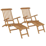 NNEVL Deck Chairs with Footrests 2 pcs Solid Teak Wood