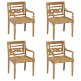 NNEVL Batavia Chairs with Cushions 4 pcs Solid Teak Wood
