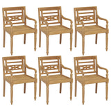 NNEVL Batavia Chairs with Cushions 6 pcs Solid Teak Wood