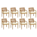 NNEVL Batavia Chairs with Cushions 8 pcs Solid Teak Wood