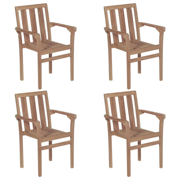 NNEVL Stackable Garden Chairs 4 pcs Solid Teak Wood