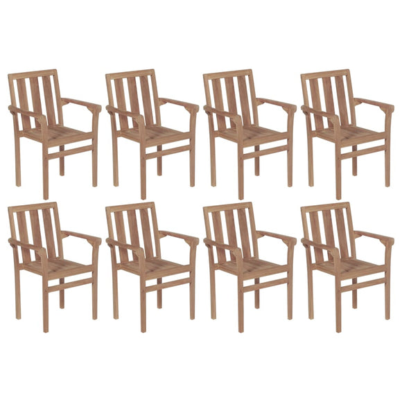 NNEVL Stackable Garden Chairs 8 pcs Solid Teak Wood
