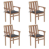 NNEVL Stackable Garden Chairs with Cushions 4 pcs Solid Teak Wood