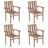 NNEVL Stackable Garden Chairs with Cushions 4 pcs Solid Teak Wood