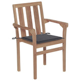 NNEVL Stackable Garden Chairs with Cushions 4 pcs Solid Teak Wood